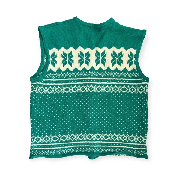 Vintage 1990s Scalloped Fair Isle Winter Sweater Vest - Picture 3 of 6